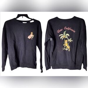 Vans Grey retro style tiger Palm Tree image sweatshirt size Small